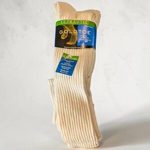 Gold Toe Socks Men's Cotton Over the Calf Ultra Tec Athletic White 3 Pack NWT